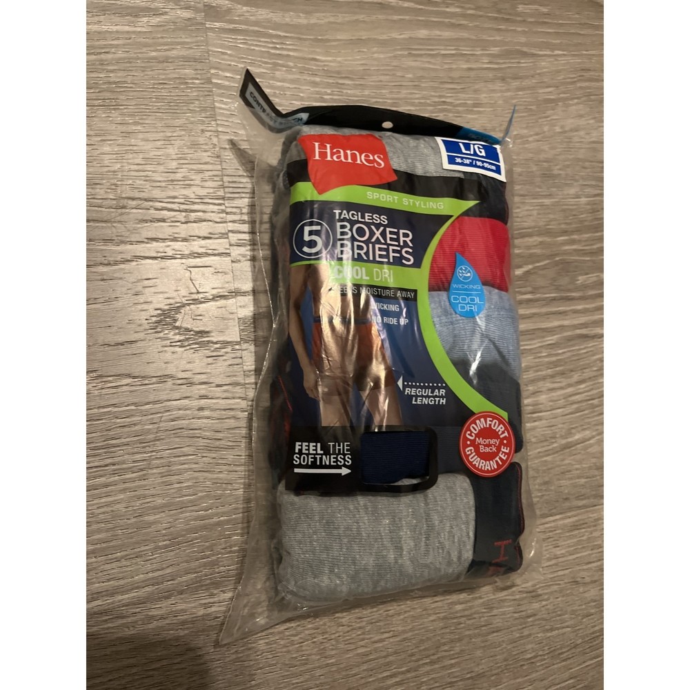 Hanes Large pack of 5 Boxer briefs cool dry